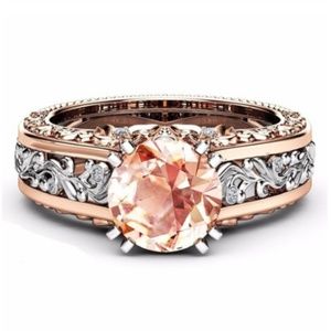 10mm Round Cut 18K Rose Gold Filled Pink Bridal